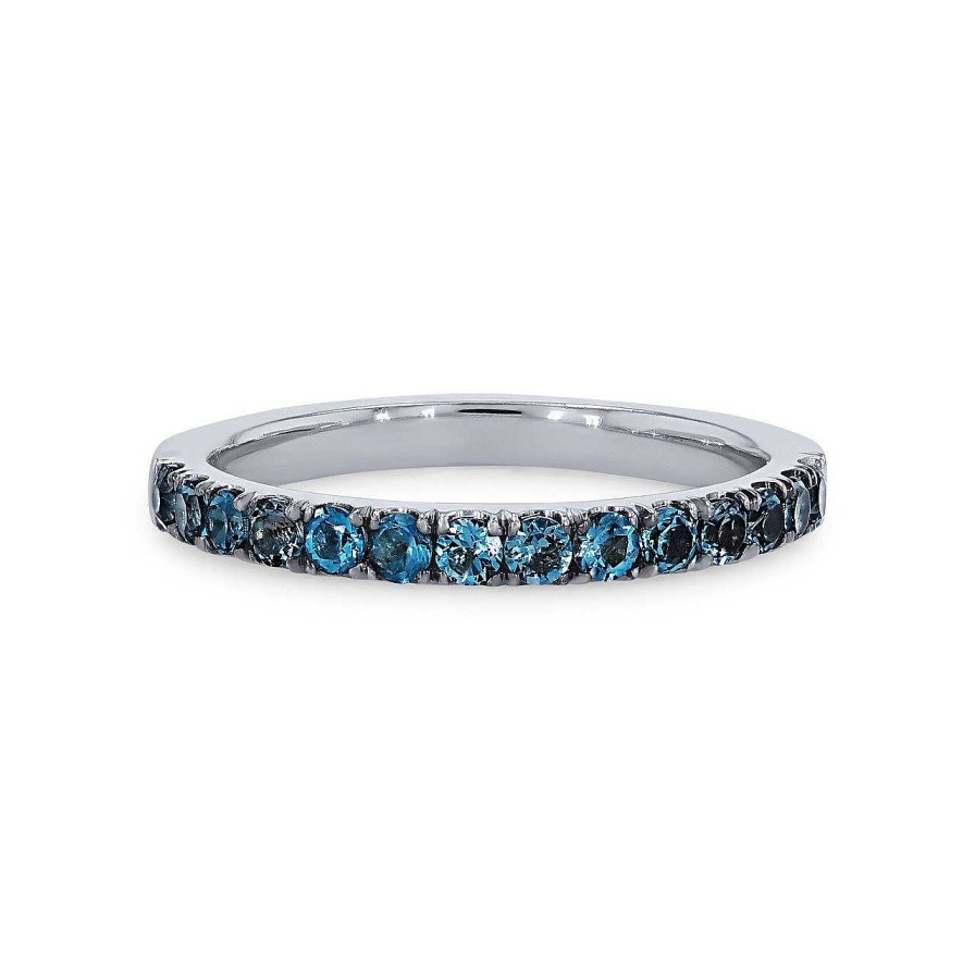 Diamonds Direct Women'S Bands | London Blue Topaz Wedding Band White Gold 14K