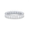 Diamonds Direct Women'S Bands | Emerald Diamond Eternity Band Yellow Gold 14K