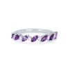 Diamonds Direct Women'S Bands | Alternating Marquise Amethyst And Diamond Wedding Band By Classique Yellow Gold 14K