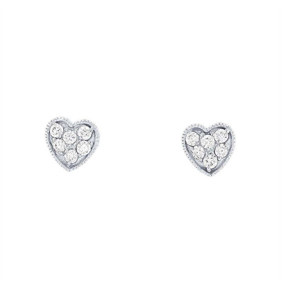 Diamonds Direct Earrings | Diamond Cluster Heart Studs