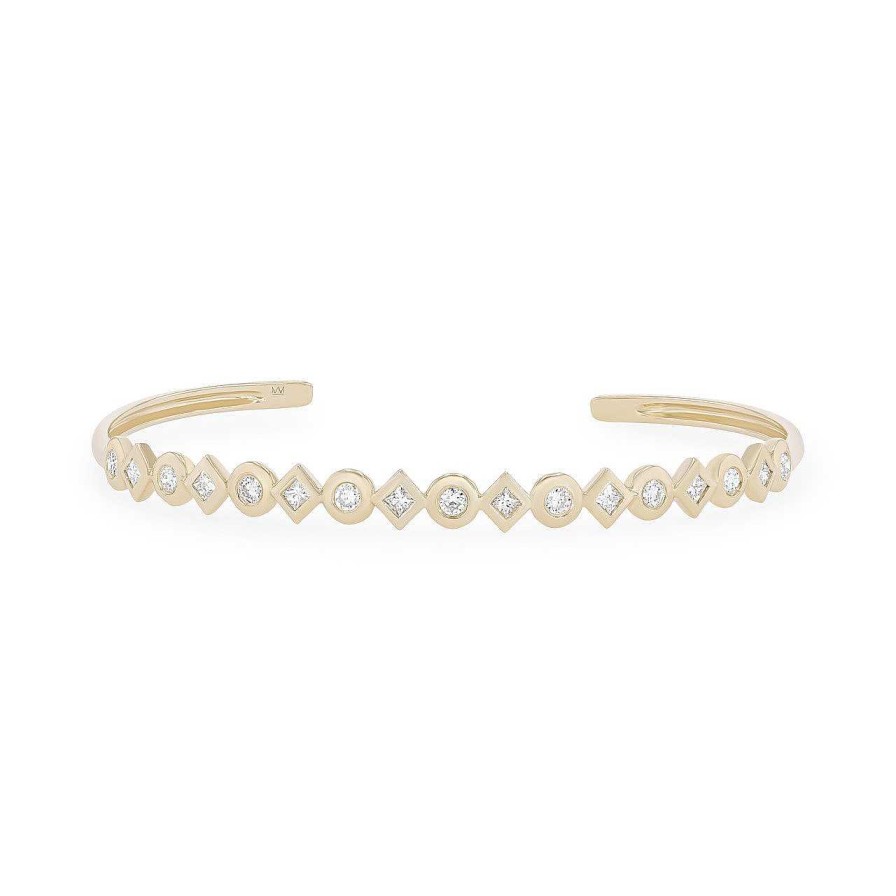 Diamonds Direct Bracelets | Michael M. Bezel Mixed Shape Bangle Yellow Gold 14K