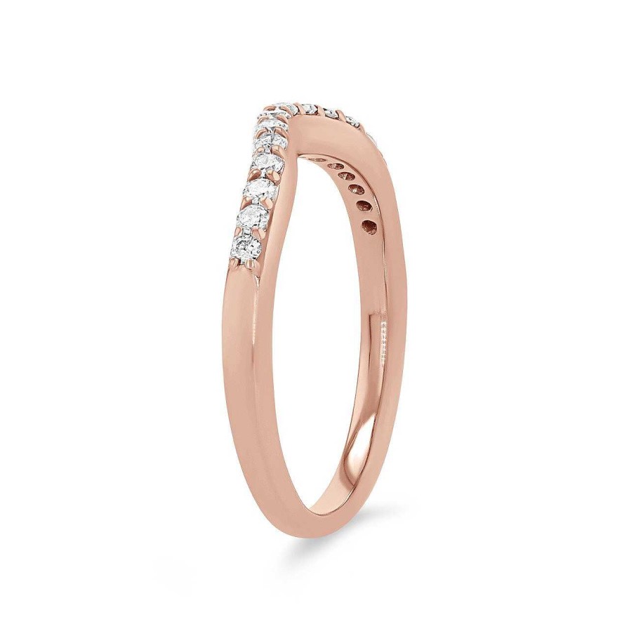 Diamonds Direct Women'S Bands | Contour Diamond Wedding Band By True Romance Rose Gold 14K