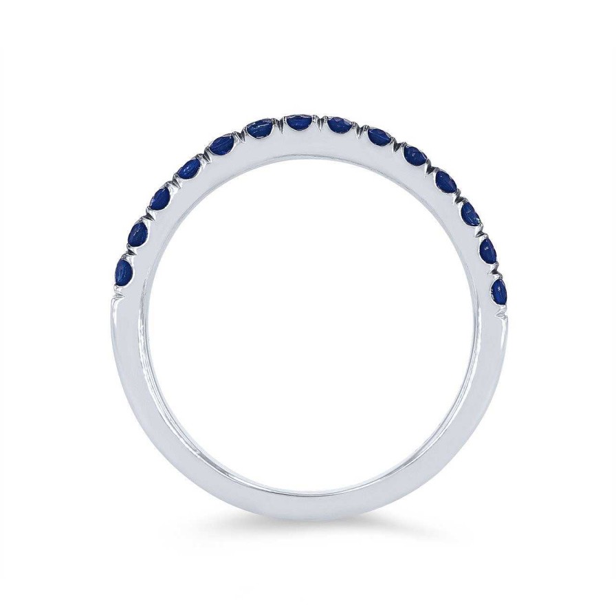 Diamonds Direct Women'S Bands | Sapphire Wedding Band White Gold 14K