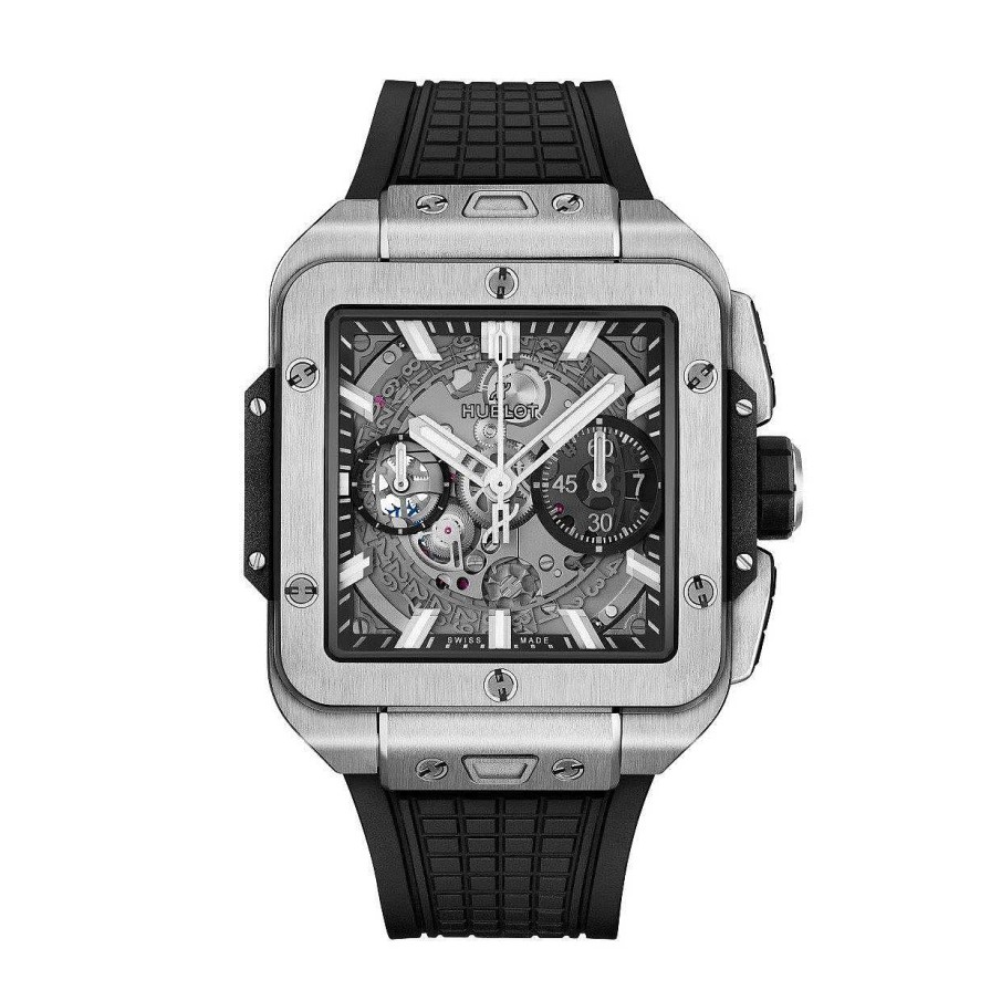 Diamonds Direct Men'S Watches | Hublot Square Bang Unico Titanium 42Mm