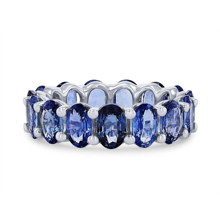 Diamonds Direct Women'S Bands | Blue Sapphire Eternity Band White Gold 18K