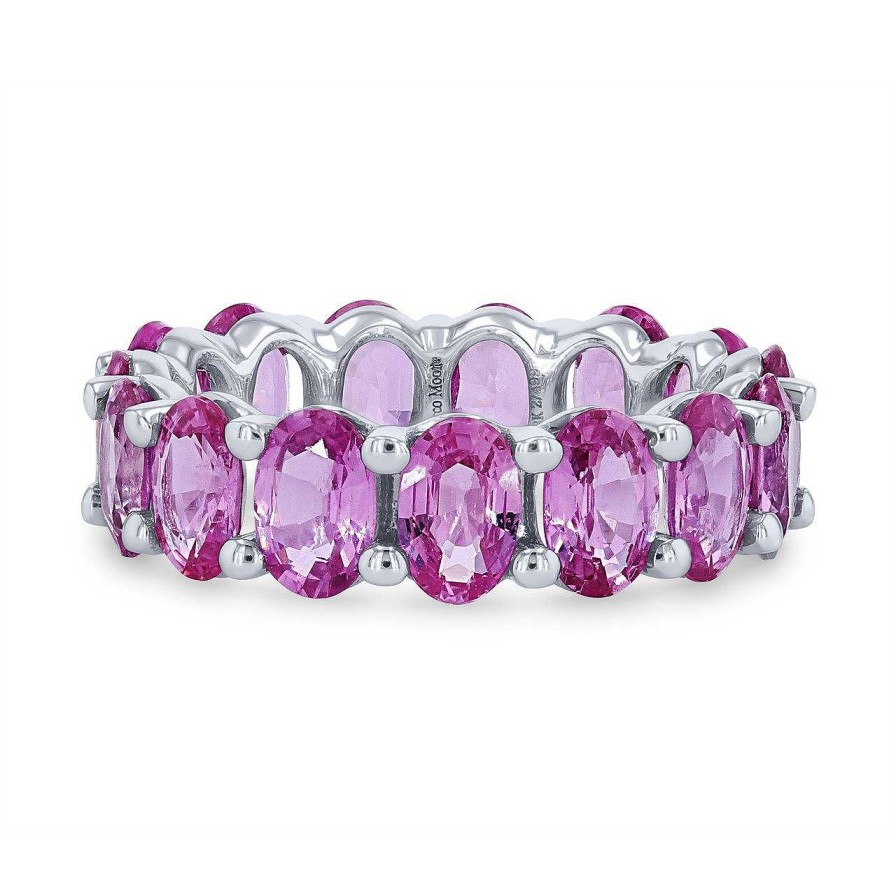 Diamonds Direct Women'S Bands | Pink Sapphire Eternity Band White Gold 18K