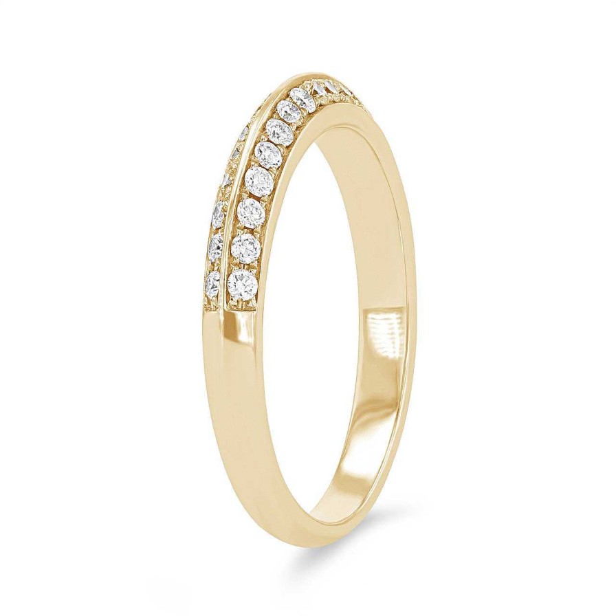 Diamonds Direct Women'S Bands | Two Row Knife Edge Diamond Wedding Band By Amden White Gold 14K