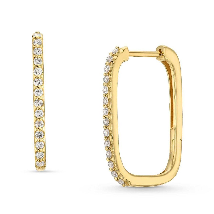 Diamonds Direct Earrings | Diamond Squared Hoop Earrings