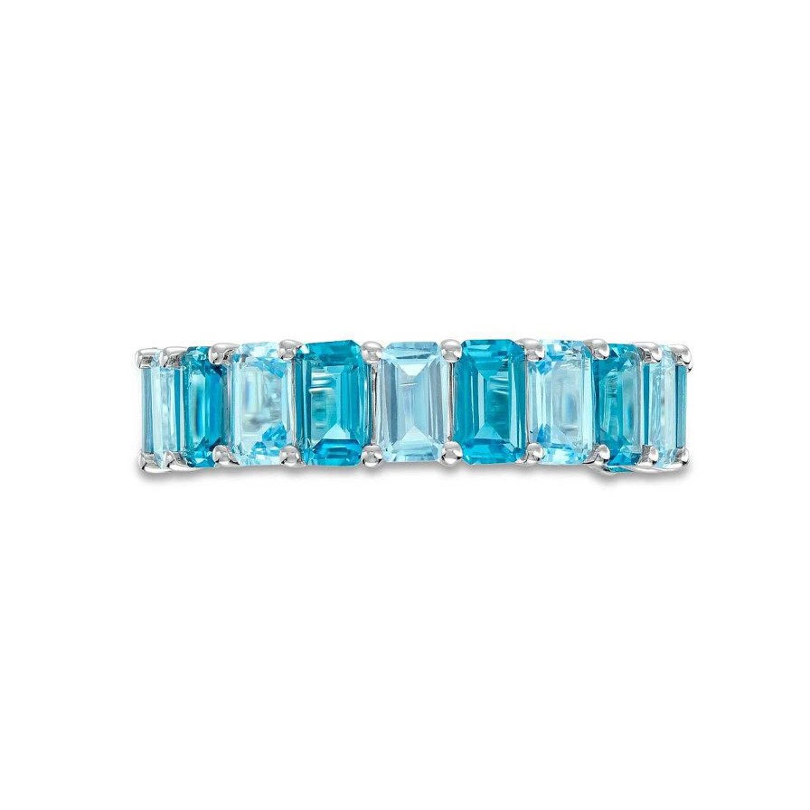 Diamonds Direct Fashion Rings | Alternating Emerald Cut Blue Topaz Ring