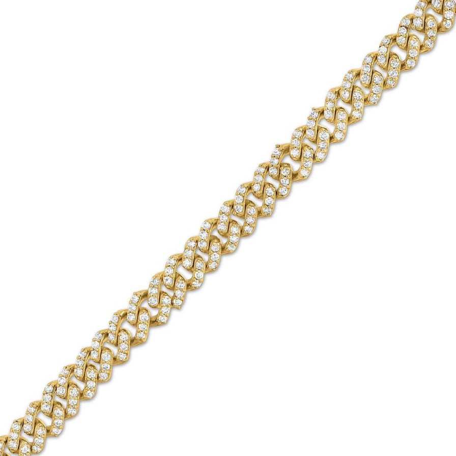 Diamonds Direct Bracelets | Diamond Cuban Link Chain Bracelet Yellow Gold 14K