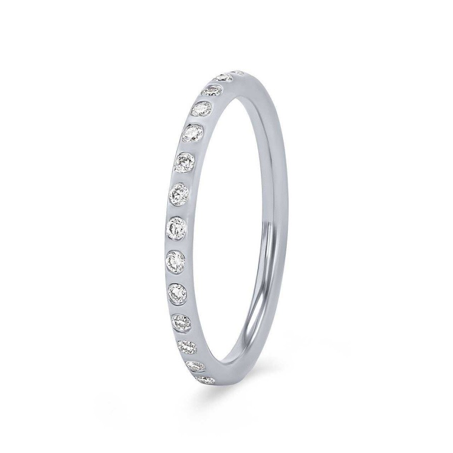 Diamonds Direct Women'S Bands | Inlay Diamond Eternity Band By Classique White Gold 14K