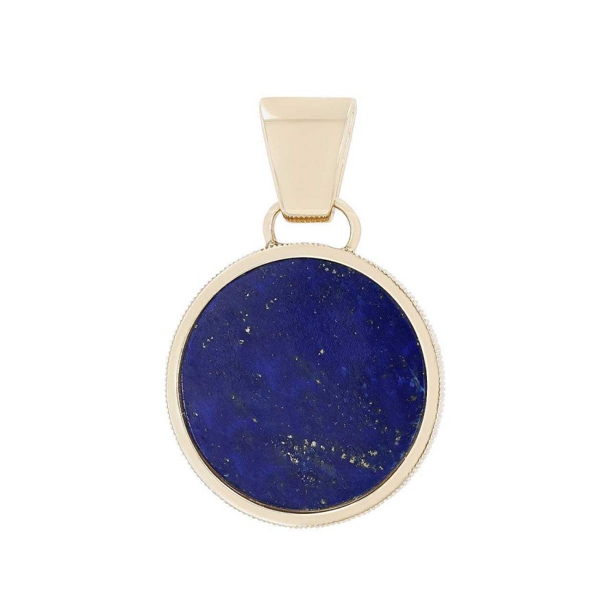 Diamonds Direct Pendants | Lapis Circle Quoin Pendant Yellow Gold 14K