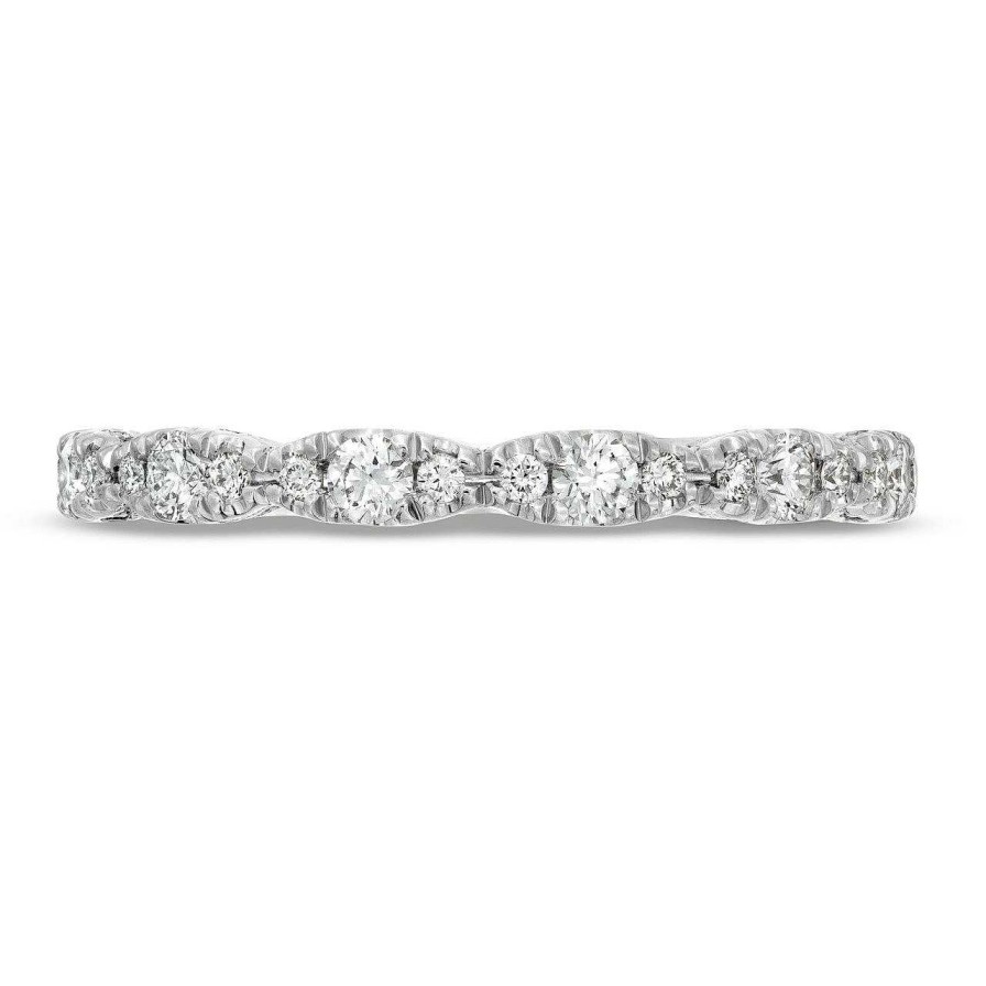 Diamonds Direct Women'S Bands | Tacori Petite Crescent Sculpted Halfway Wedding Band White Gold 18K