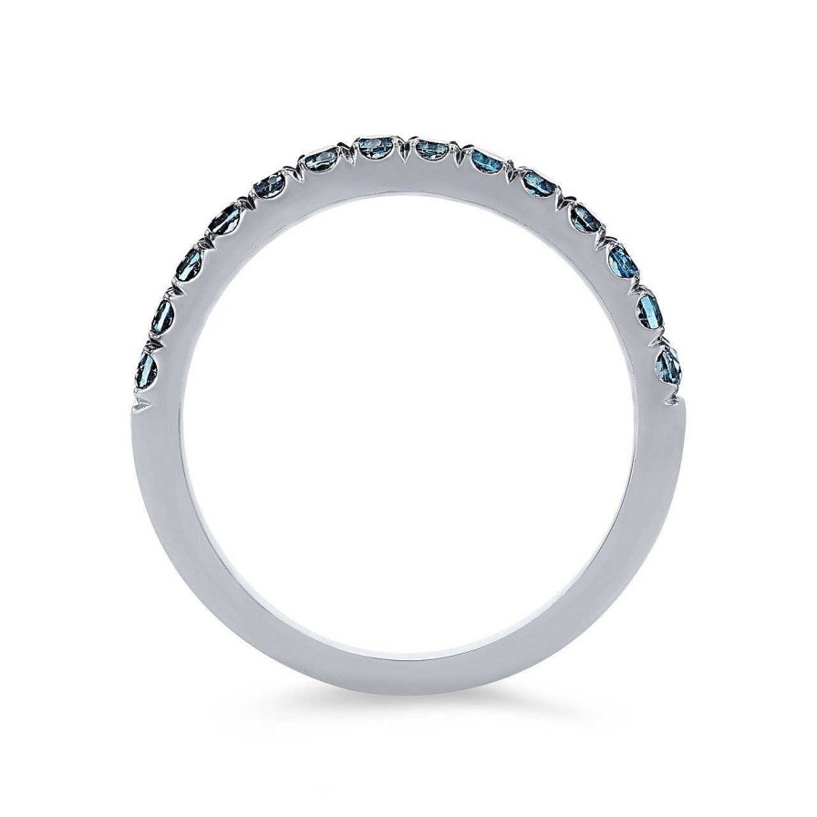 Diamonds Direct Women'S Bands | London Blue Topaz Wedding Band White Gold 14K