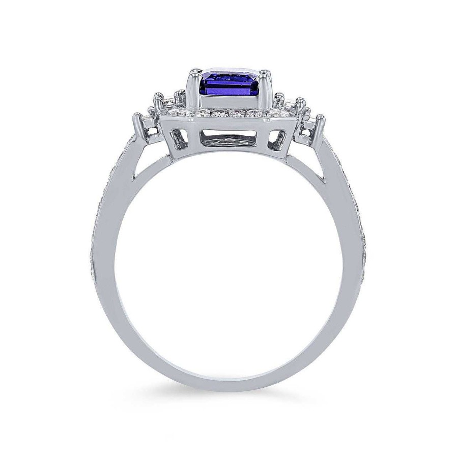 Diamonds Direct Fashion Rings | Tanzanite And Diamond Halo Ring White Gold 14K