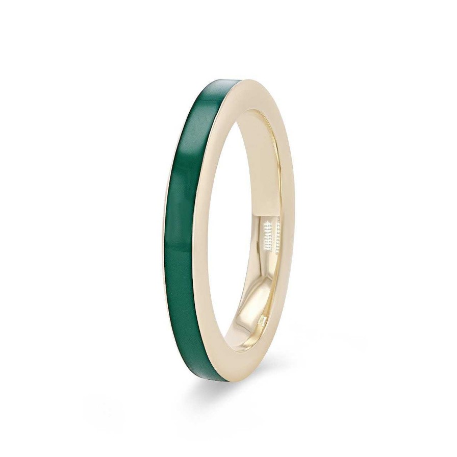 Diamonds Direct Fashion Rings | Michael M. Chroma Green Enamel Ring Yellow Gold 14K