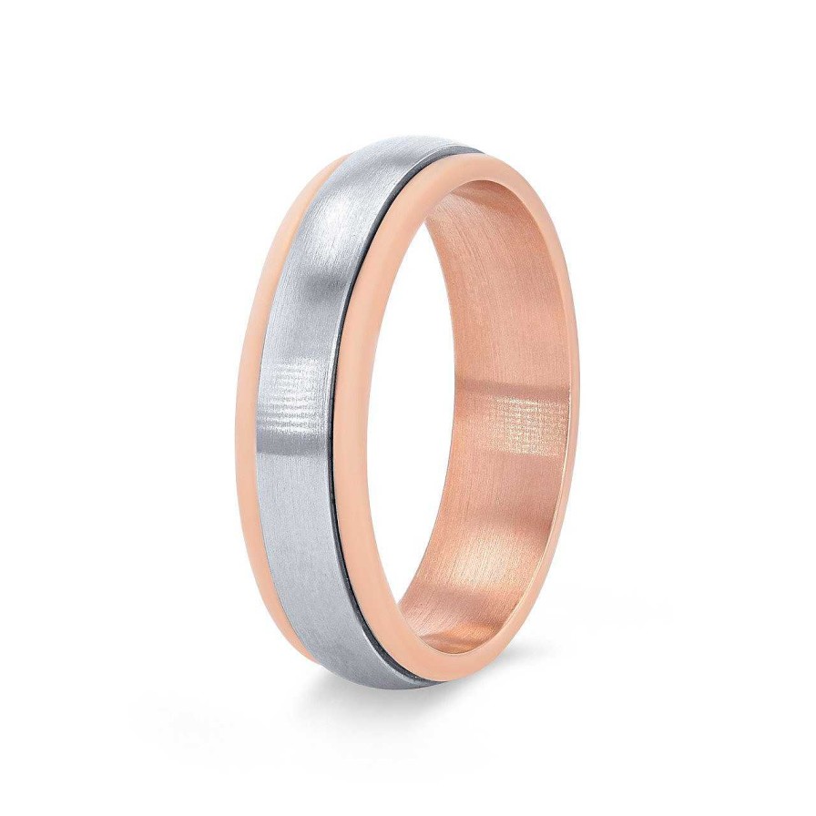 Diamonds Direct Men'S Bands | Two-Tone Matte Wedding Band