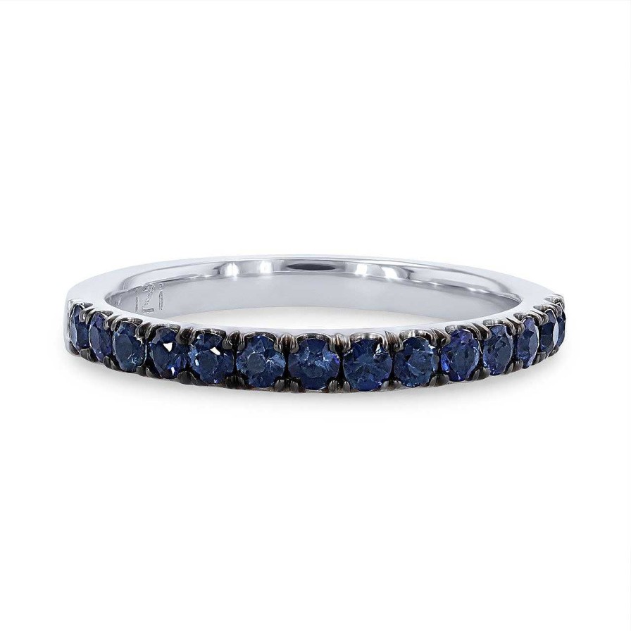 Diamonds Direct Women'S Bands | Sapphire Wedding Band White Gold 14K