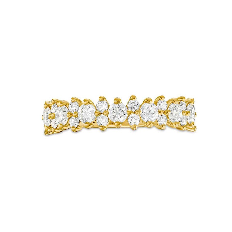 Diamonds Direct Women'S Bands | Alternating Size Diamond Wedding Band By A. Jaffe Yellow Gold 14K