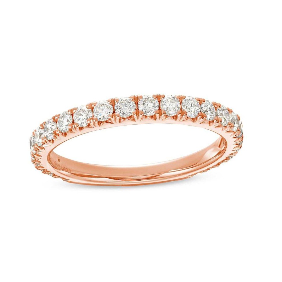 Diamonds Direct Women'S Bands | French Pave Diamond 3/4 Way Wedding Band By Diamonds Direct Designs Rose Gold 14K