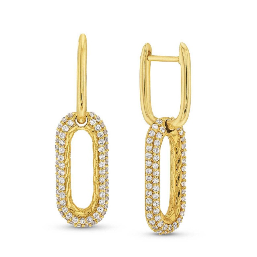 Diamonds Direct Earrings | Pave Diamond Quilted Link Earrings By A. Jaffe