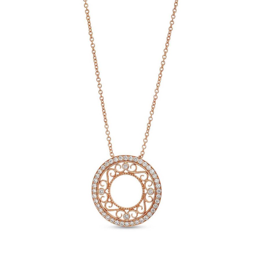 Diamonds Direct Necklaces & Pendants | Verragio Morgan Small Filigree Circle Pendant