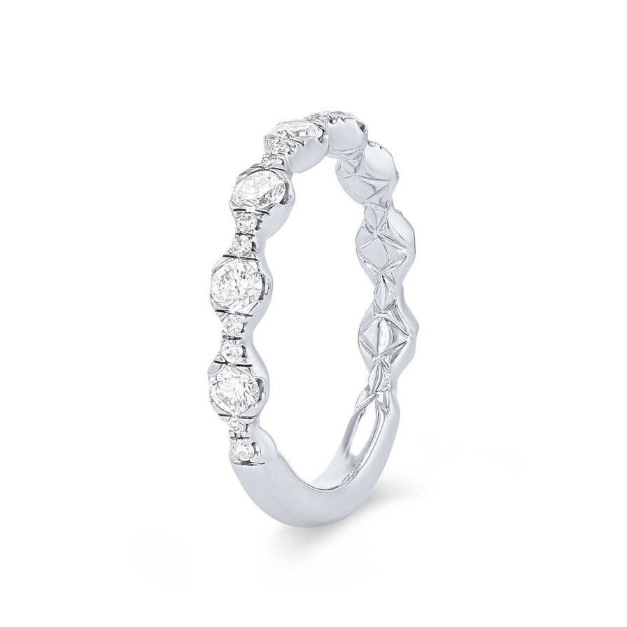 Diamonds Direct Women'S Bands | Alternating Diamond Wedding Band By A. Jaffe White Gold 14K