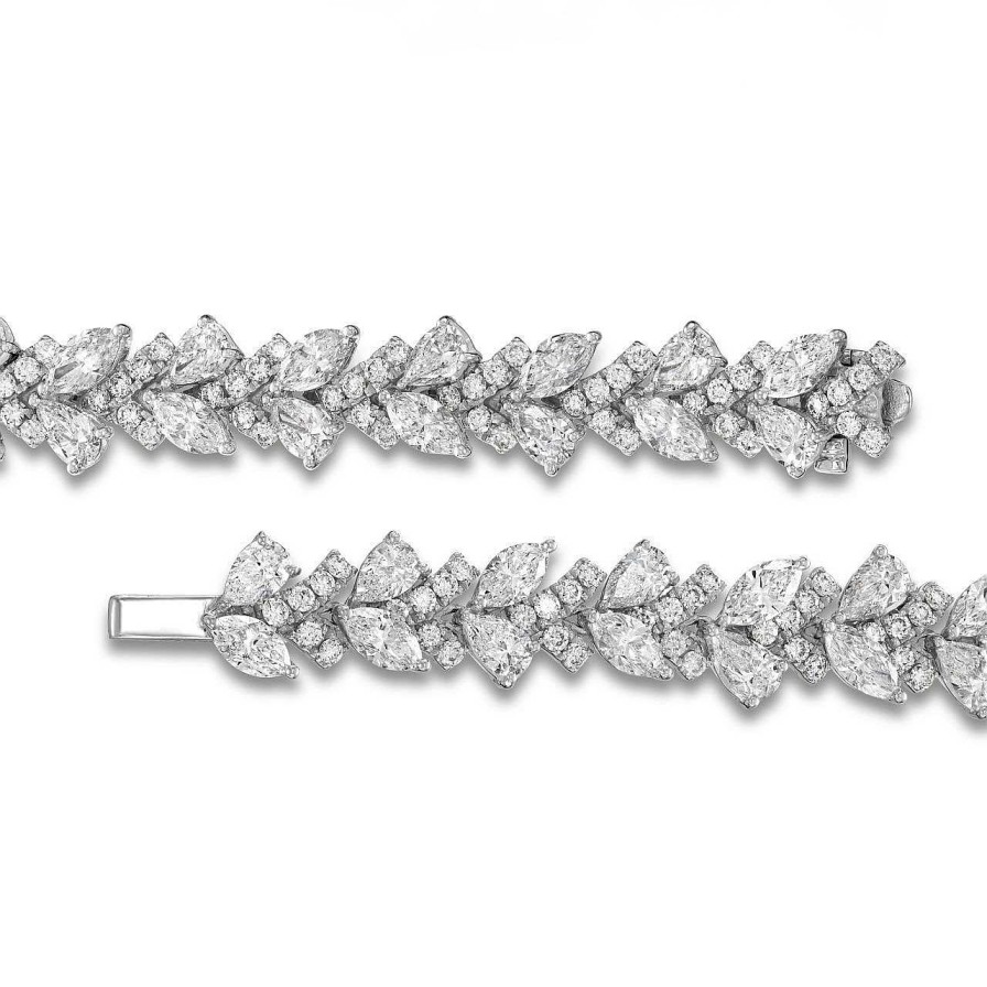 Diamonds Direct Bracelets | Fancy Shaped Diamond Tennis Bracelet White Gold 18K