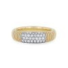 Diamonds Direct Fashion Rings | Simon G. Diamond Dome Textured Ring White And Yellow Gold 18K