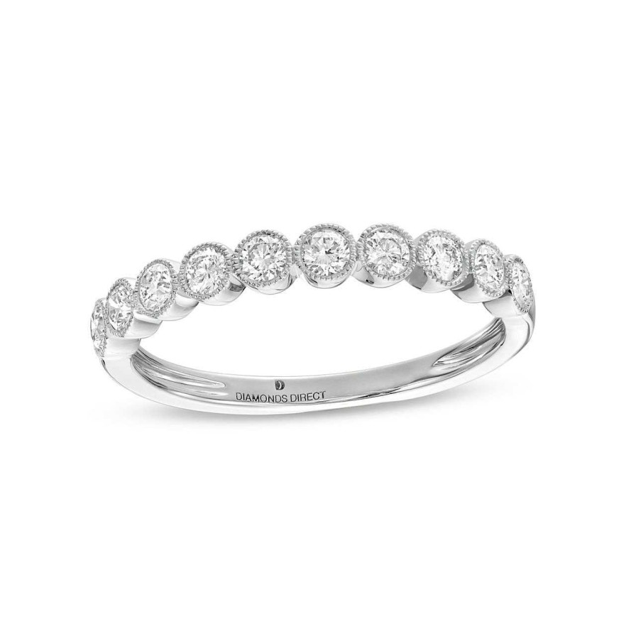 Diamonds Direct Women'S Bands | Bezel Milgrain Diamond Wedding Band By Diamonds Direct Designs White Gold 14K