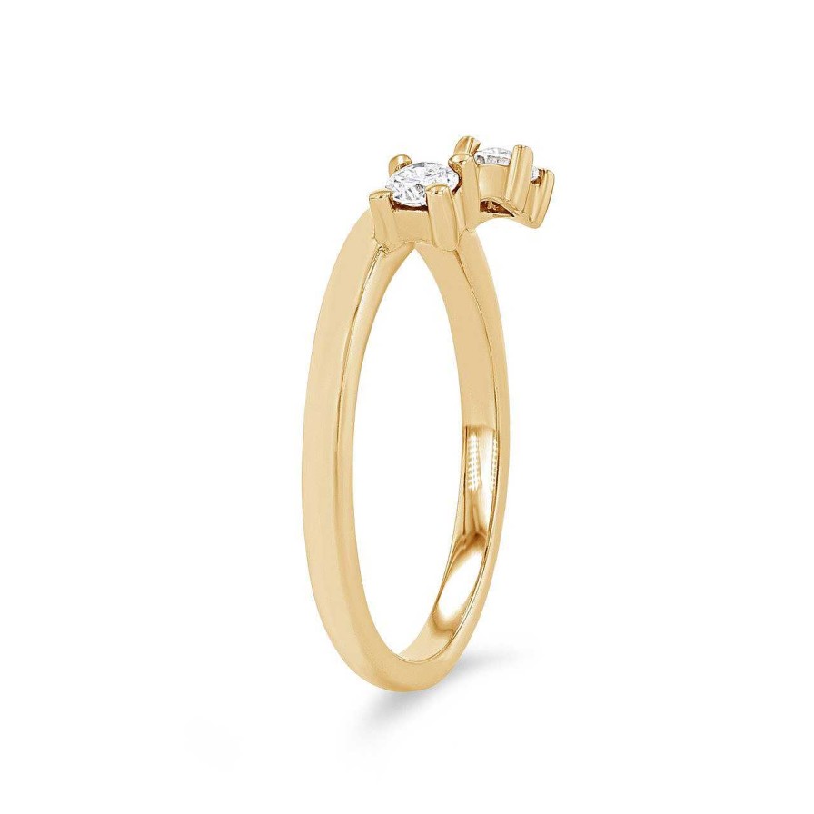 Diamonds Direct Women'S Bands | Three Stone Diamond Ring Guard By True Romance Yellow Gold 14K