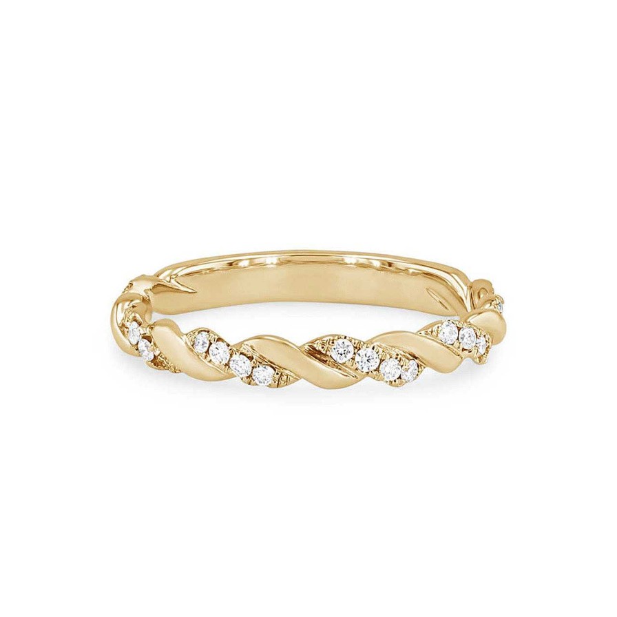 Diamonds Direct Women'S Bands | Rope Twist Half Diamond Wedding Band By Diamonds Direct Designs Yellow Gold 14K