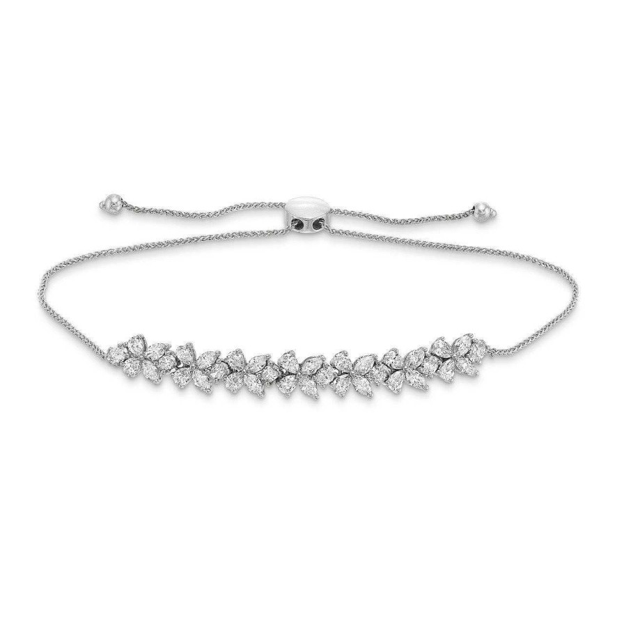 Diamonds Direct Bracelets | Mixed Diamond Floral Bolo Bracelet