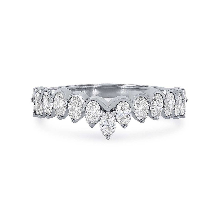 Diamonds Direct Women'S Bands | Contour Oval Diamond Wedding Band By Classique White Gold 14K