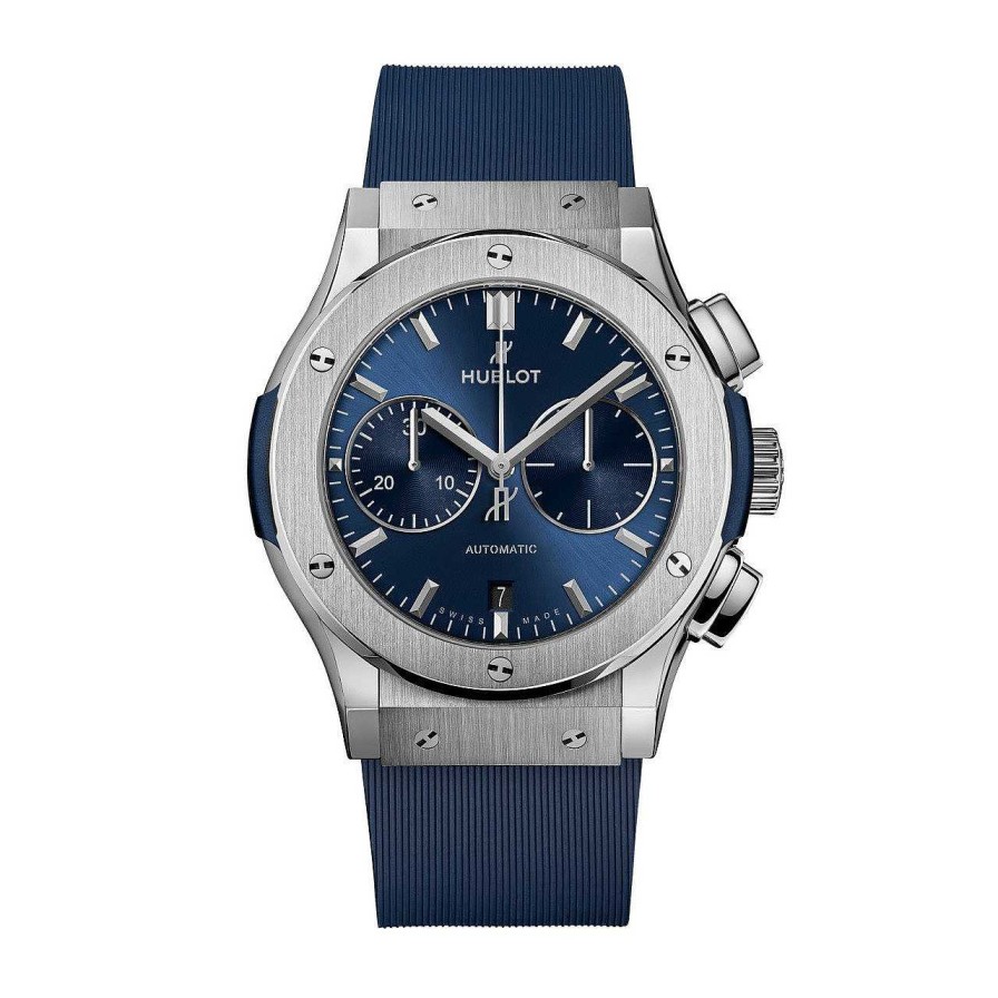 Diamonds Direct Men'S Watches | Hublot Classic Fusion Chronograph Titanium Blue 45Mm