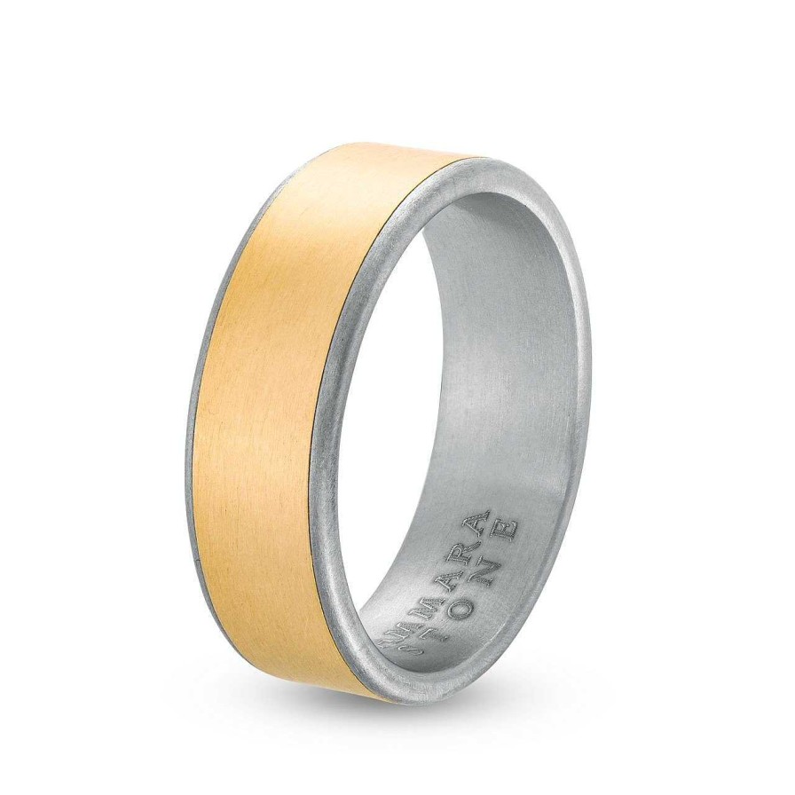 Diamonds Direct Men'S Bands | 14K Gold And Tantalum Edge 7.5Mm Wedding Band