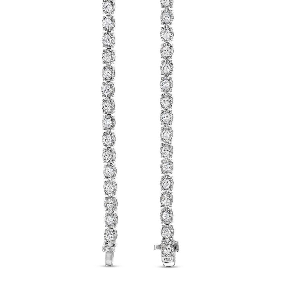 Diamonds Direct Necklaces & Pendants | Oval Diamond Illusion Tennis Necklace