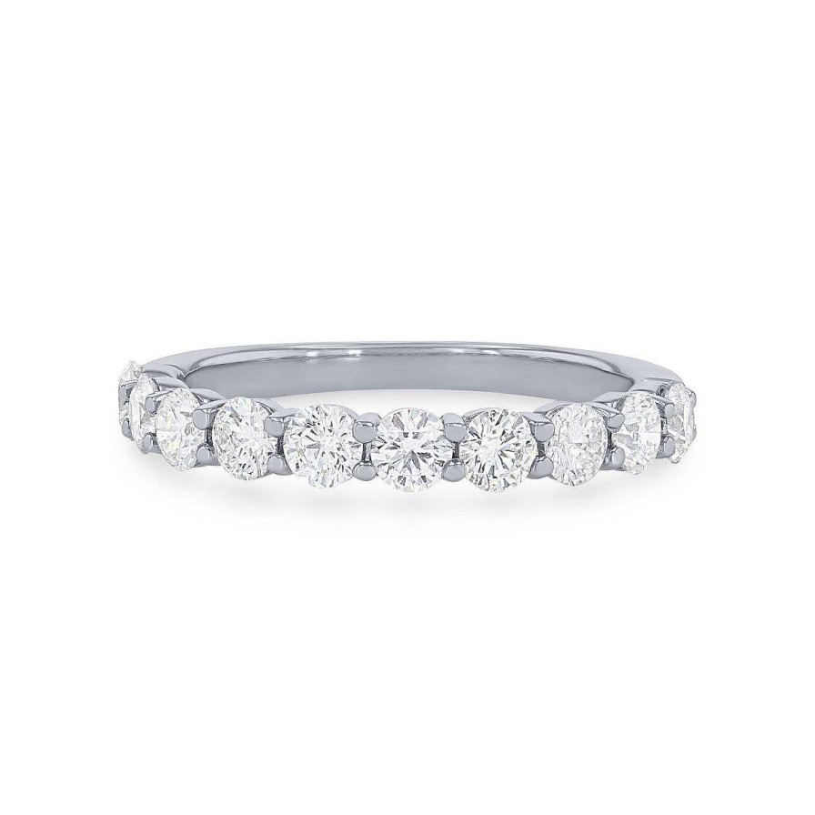 Diamonds Direct Women'S Bands | Shared Prong Diamond Wedding Band By Ses Creations White Gold 14K