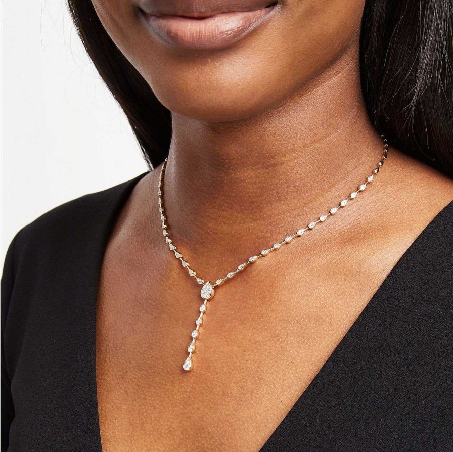 Diamonds Direct Necklaces & Pendants | Teardrop Diamond Bezel Necklace