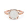 Diamonds Direct Fashion Rings | Opal And Diamond Cushion Halo Ring Rose Gold 14K