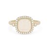 Diamonds Direct Fashion Rings | Opal And Diamond Milgrain Halo Ring Yellow Gold 14K