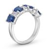 Diamonds Direct Fashion Rings | Emerald Cut Diamond And Sapphire Alternating Ring