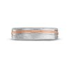 Diamonds Direct Men'S Bands | Simon G. Wire Finish Carved Line 5.5Mm Wedding Band Rose Gold/White Gold 18K