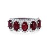 Diamonds Direct Fashion Rings | Oval Ruby And Diamond Halo Band White Gold 14K