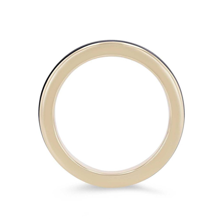 Diamonds Direct Fashion Rings | Michael M. Chroma Black Enamel Ring Yellow Gold 14K