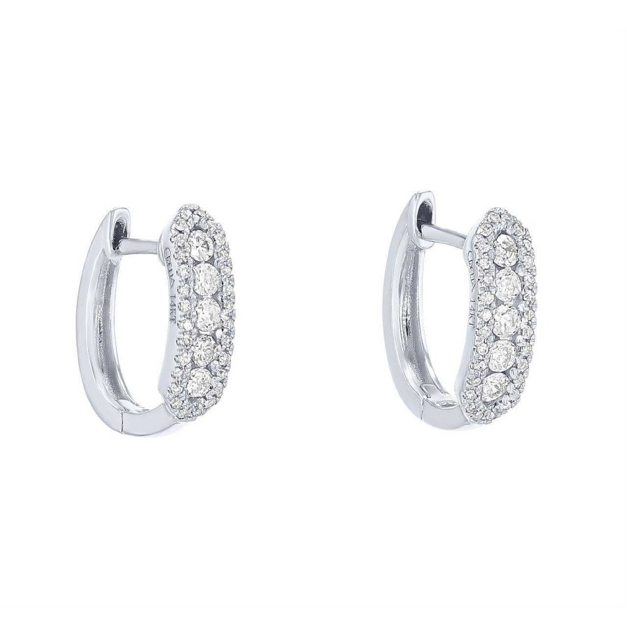 Diamonds Direct Earrings | Three-Row Hoop Earrings White Gold 14K