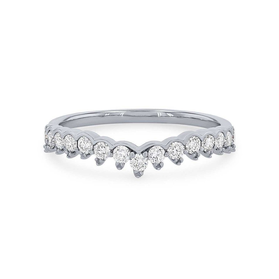 Diamonds Direct Women'S Bands | Contour Scallop Diamond Wedding Band By Classique White Gold 14K