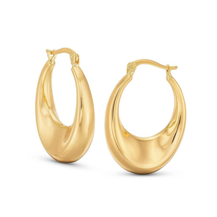 Diamonds Direct Earrings | Graduated Puff Polished Hoop Earrings