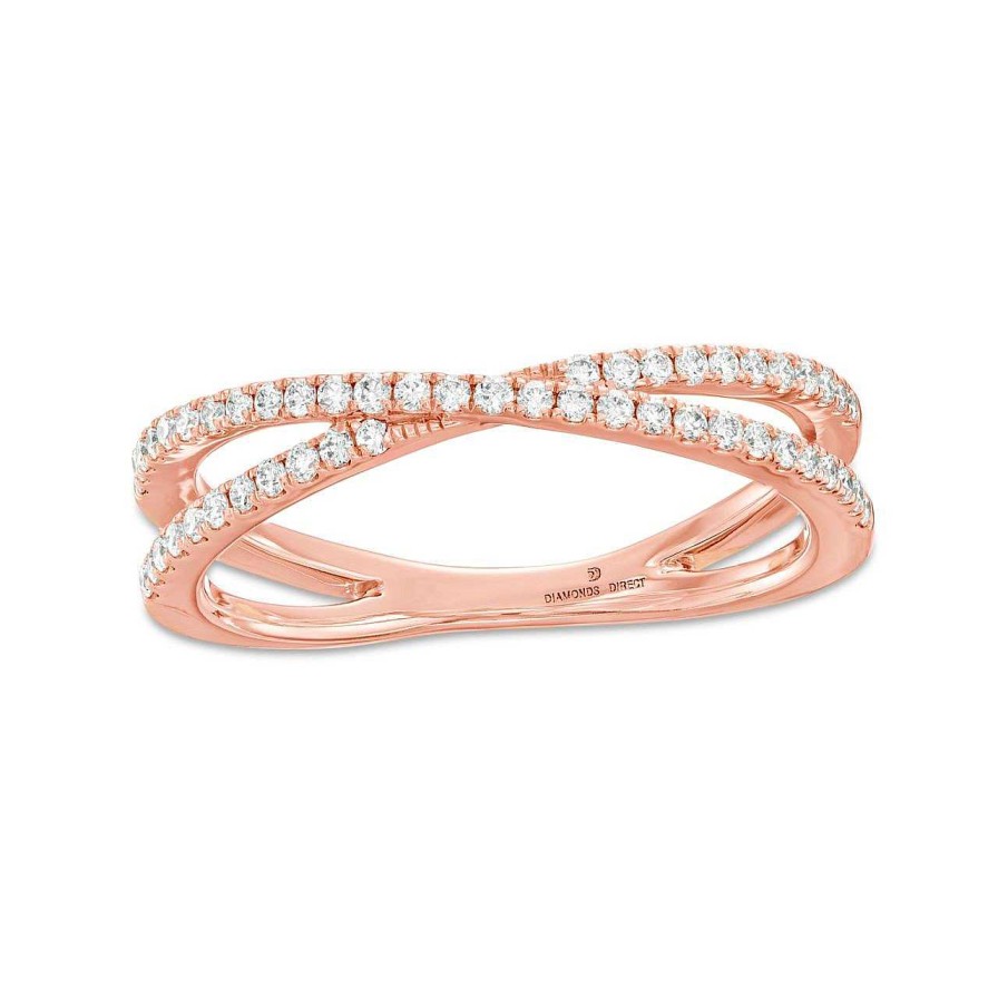 Diamonds Direct Women'S Bands | Diamond "X" Band Rose Gold 14K