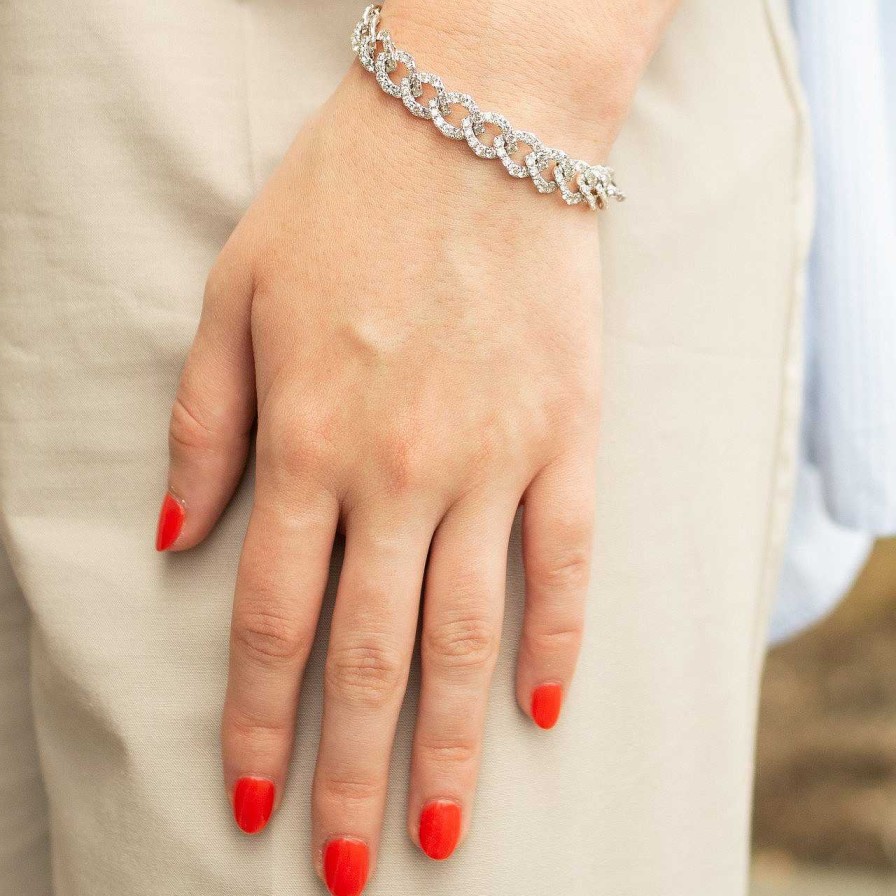 Diamonds Direct Bracelets | Diamond Curb Chain Tennis Bracelet